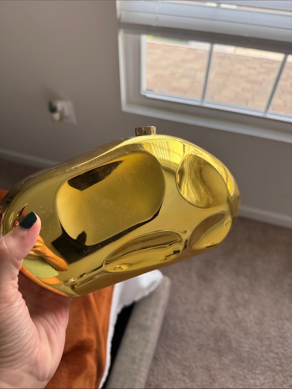 Amazon Gold Metallic Sculpted Evening Clutch